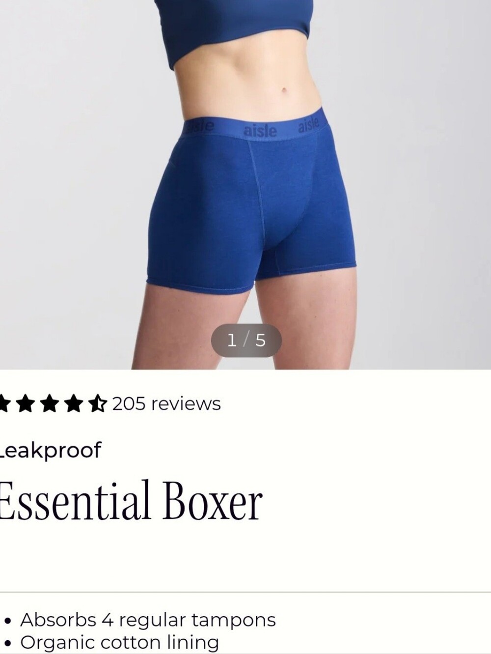 Aisle Essential Boxer Shorts - period underwear xxs